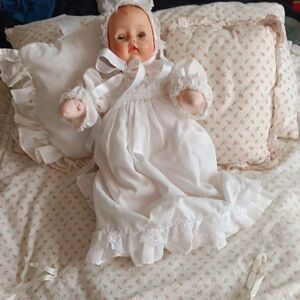 Elegant White Doll in Baptismal Dress